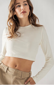 Ivory Fitted Crop Top
