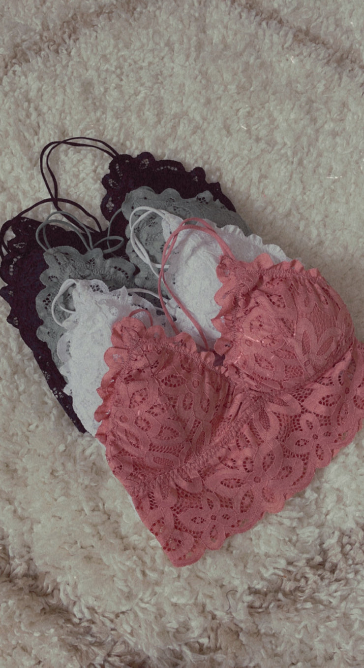 Floral Crochet Lace Criss Cross Back Bralette