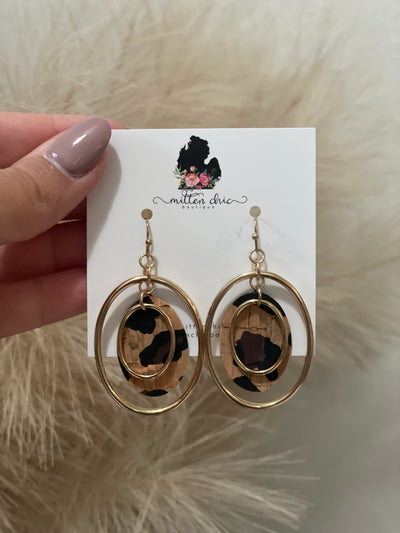 Oval Leopard Print Earrings